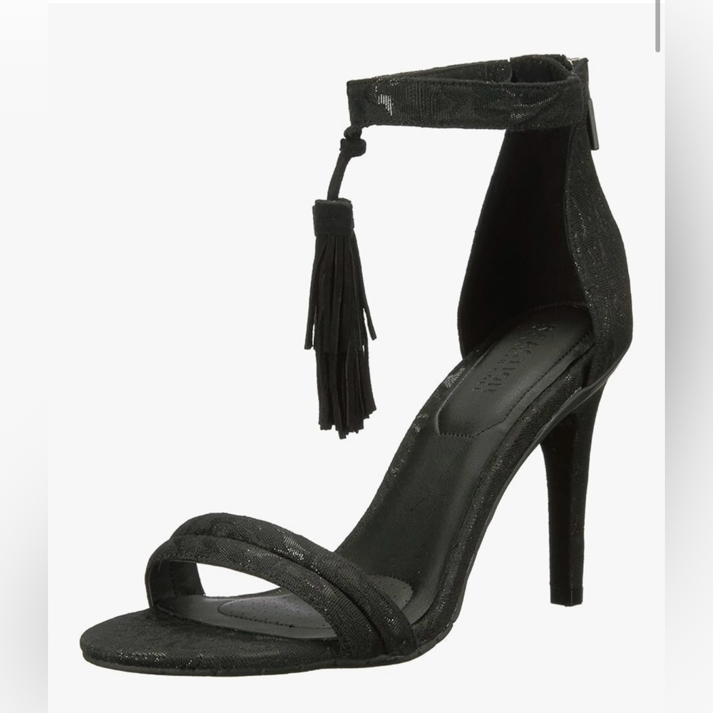Kenneth Cole Reaction Smash Light Black Stilettos w/Ankle Strap Tassel NWOB 7.5M
